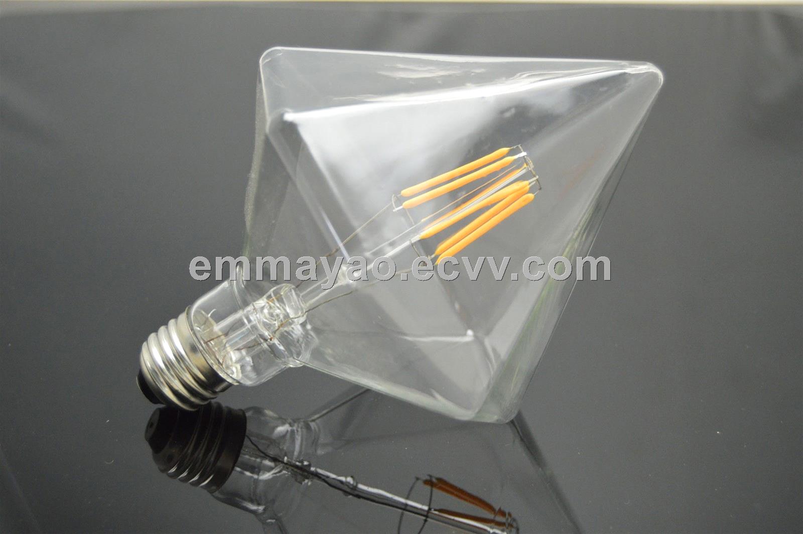 Pyramid filament led bulb dimmable diamond led bulb E27 8W