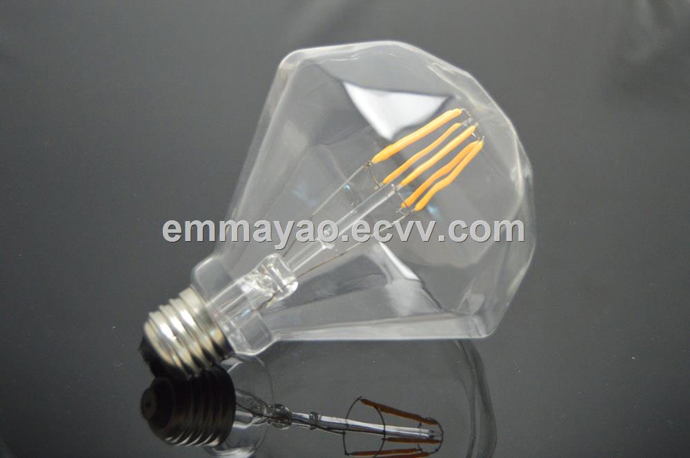 Pyramid filament led bulb dimmable diamond led bulb E27 8W