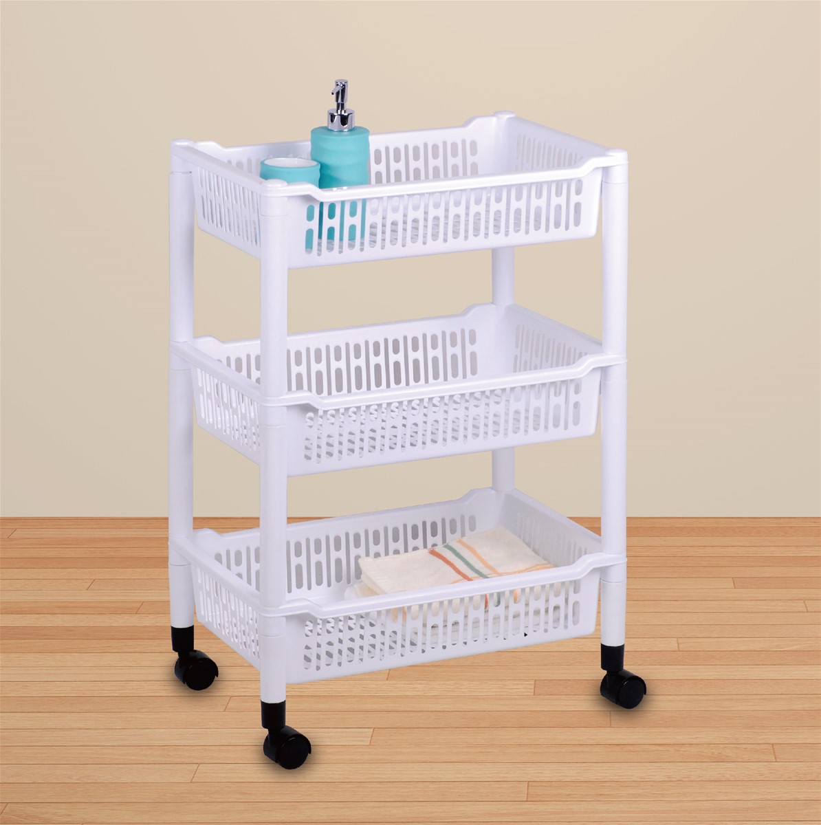 multifunction household appliance storage rack plastic trolley with wheels 4 tiers