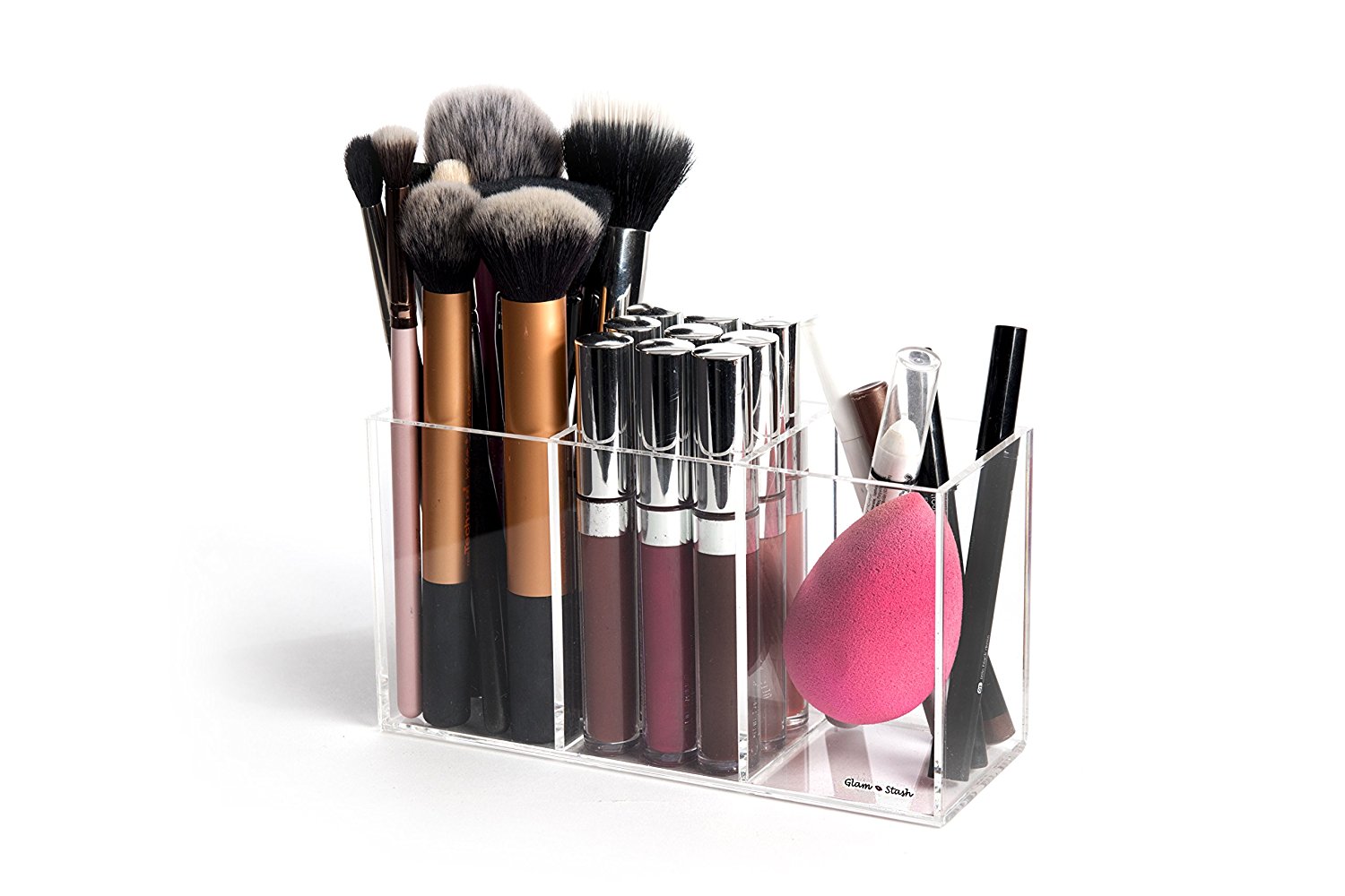 Acrylic makeup cosmetic organizer rack case