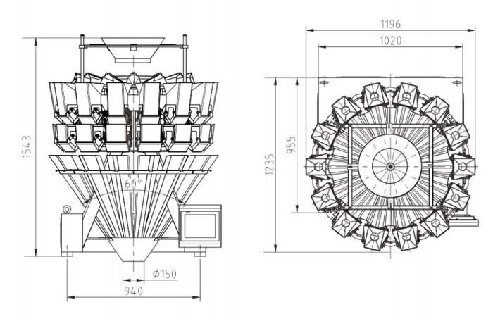 weigher for stickshaped products such as sausage salty sticks