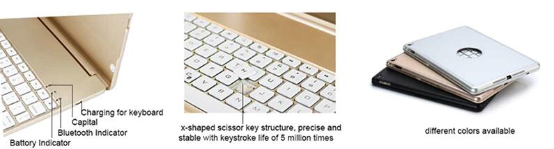 7colors backlit bluetooth keyboard with case cover