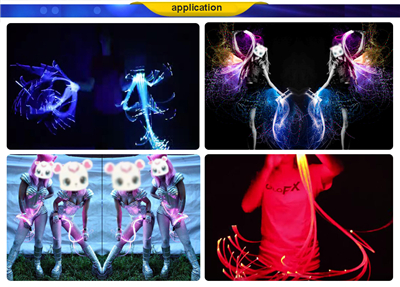 LED space whip with fiber optic end emitting cable and 10 color changing light whip