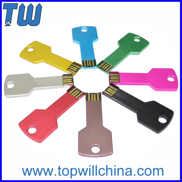 Shinning Solid Design Stainless Metal Key Shape Pen Drives 4GB 8GB 16GB