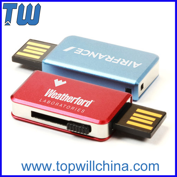 Metal Slim Side Sliding USB Storage Pen Drive Product with Logo Printing