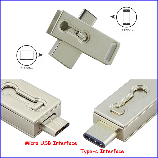 Metal Swivel USB 31 Type C Flash Drives 16GB 32GB 64GB OTG Function