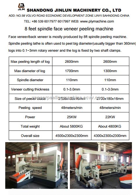 Hot Sale Factory Price Linyi Famous Brand 8 Feet CNC Spindle Peeling Machine for Plywood face veneer