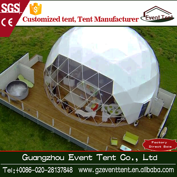 beautiful steel structure white PVC geodesic dome tent for holiday