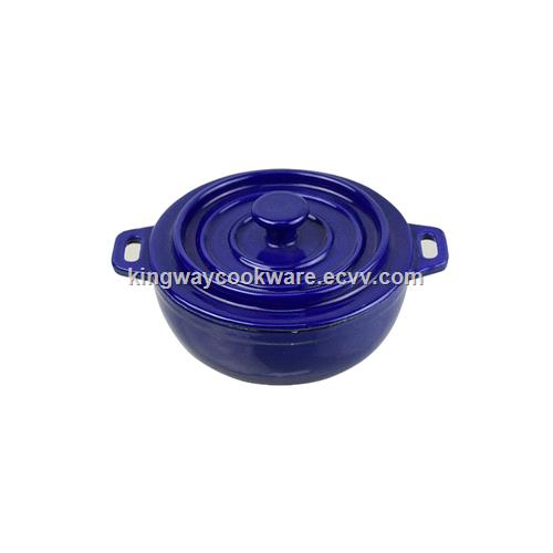 Blue Enamelled Mini Cast Iron Cocotte Pot KA13