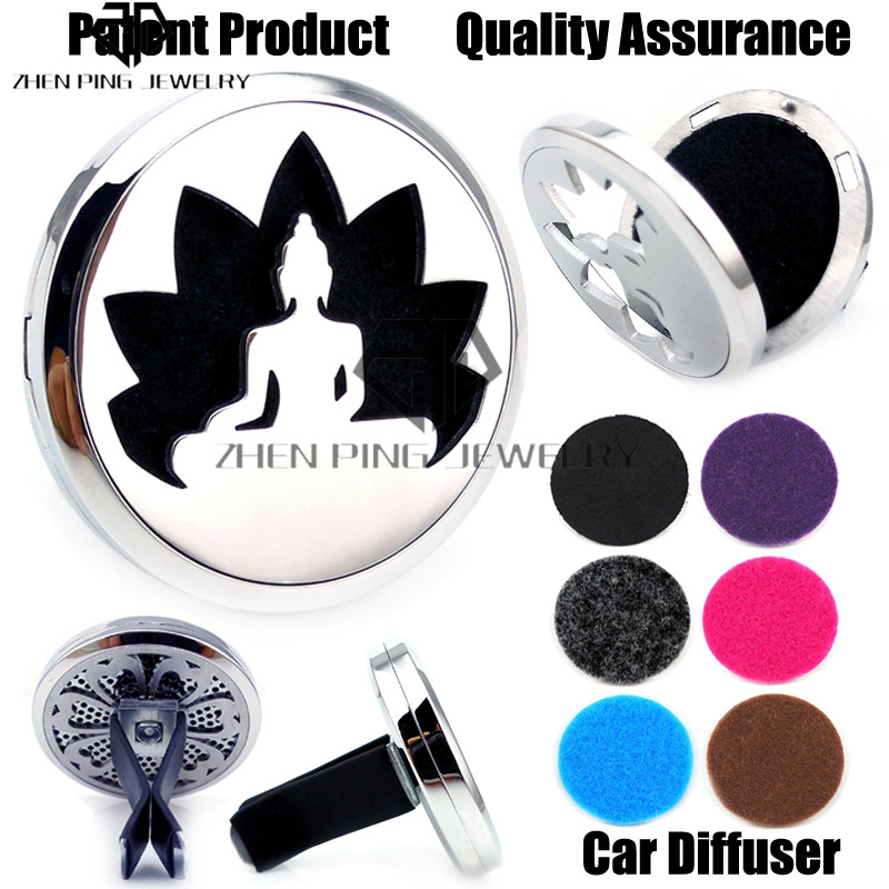 38mm Magnet Diffuser 316 Stainless Steel Car Aroma Locket Free Pads Essential Oil Car Diffuser Lockets