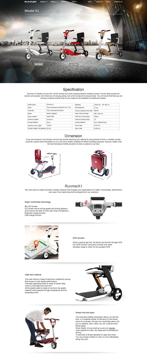 Innovative Folding Medical Mobility Scooter Foldable Electric Wheel Chair for Old People Rehabilitation Therapy