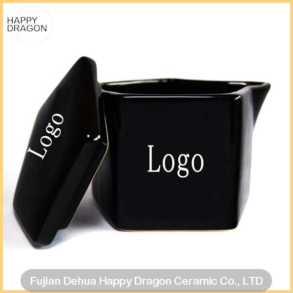 Black Ceramic massage candle jar With Spout