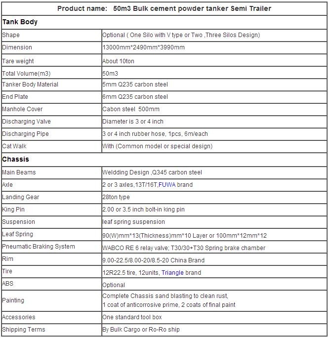 3 axles dry powder tanker semi trailer bulk cement truck trailer