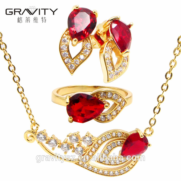 Fashion Luxury red ruby jewelry set for weeding