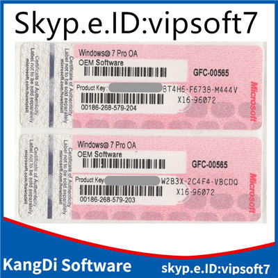 Software key Windows 7 pro OEM Sticker Dell HP language pink blue COA from China Microsoft