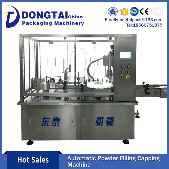 Automatic small bottle filling and capping machine