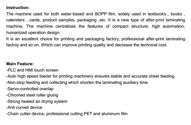 Automatic vertical film lamination machine Model VFM1050