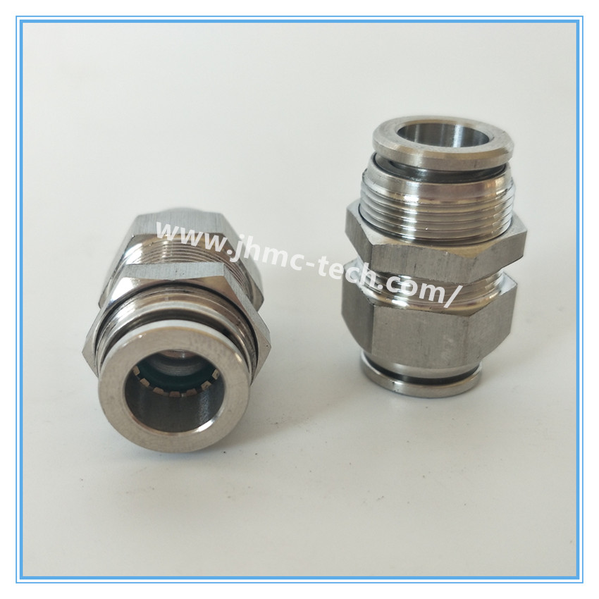 Stainless Steel Bulkhead Straight Pneumatic fittings