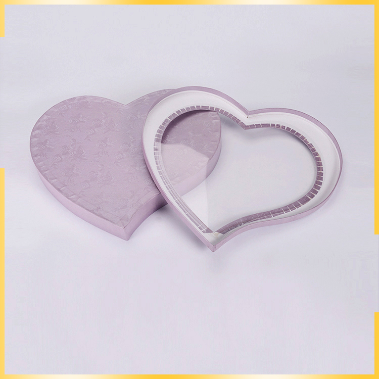Attractive wholesale custom packaging cardboard empty heartshaped gift paper box with pvc window