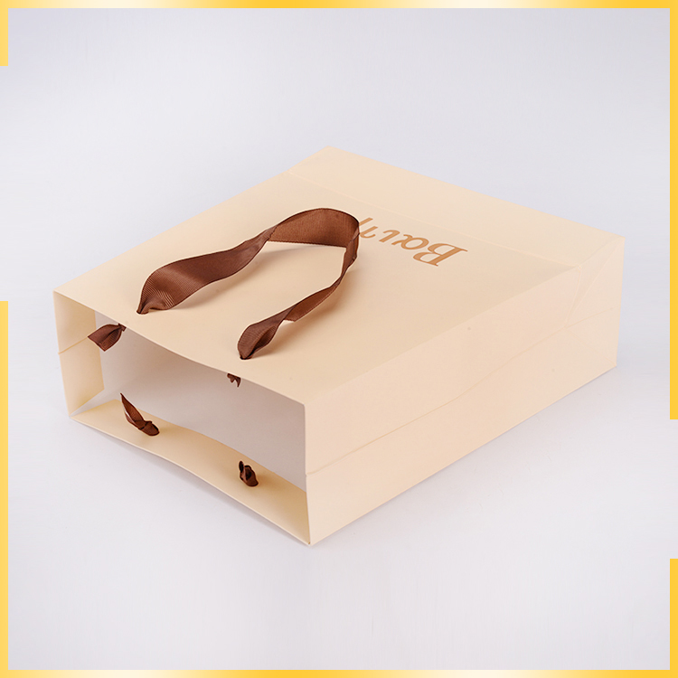Fancy custom ladder type with silk ribbon paper bag with logo bag paper for shopping