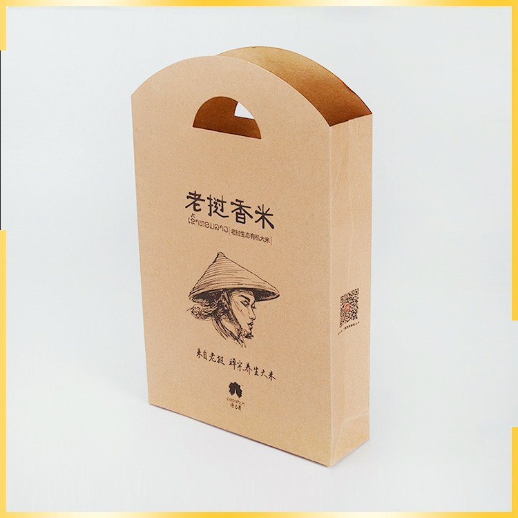 Competitive price recycle customised die cut handleDCK craft paper bag for food packing bag