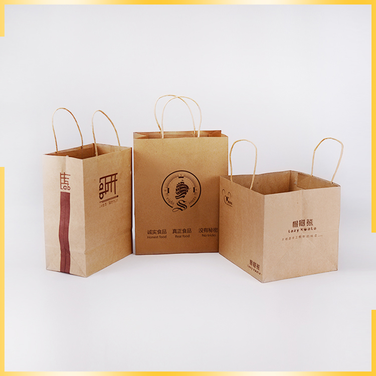 New design bigdegradable dessert customized kraft food packaging bag for restaurant