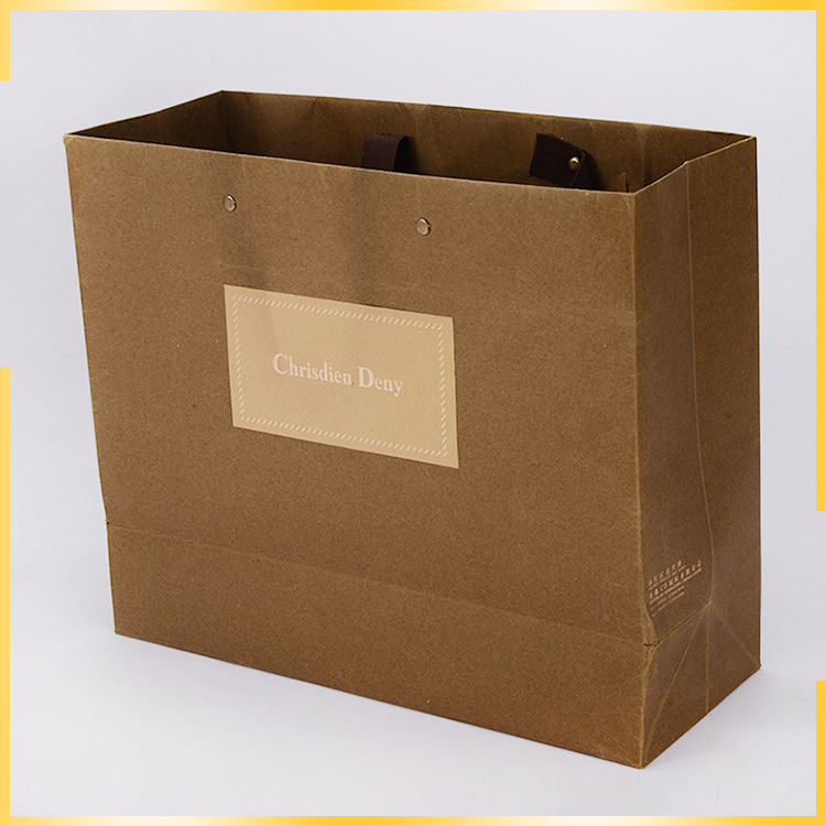 Promotional strong Customized solid and button recycled paper bag design for packaging