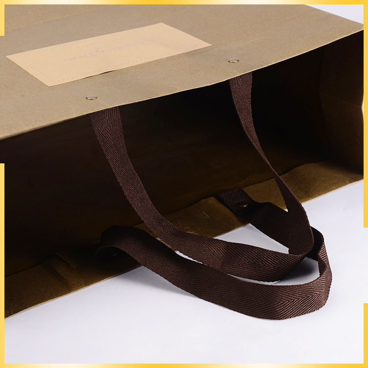 Promotional strong Customized solid and button recycled paper bag design for packaging