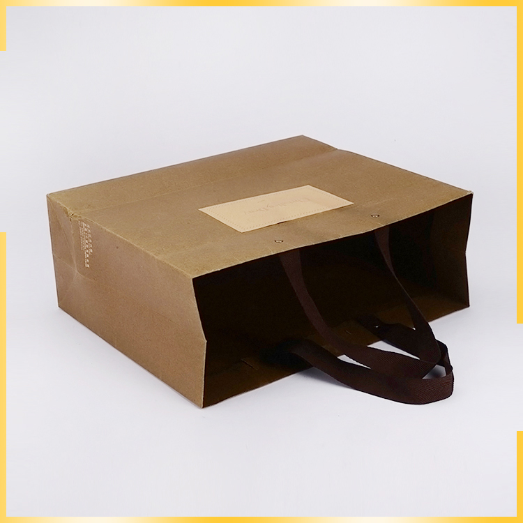 Promotional strong Customized solid and button recycled paper bag design for packaging