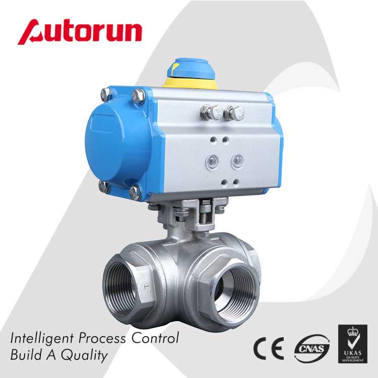 Wenzhou supplier 3Way pneumatic Ball Valve
