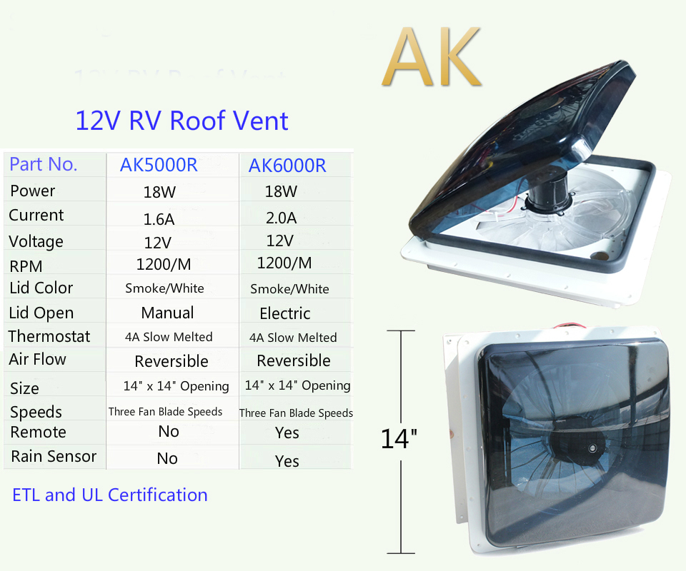 rv roof vent 12V Recreational Vehicle