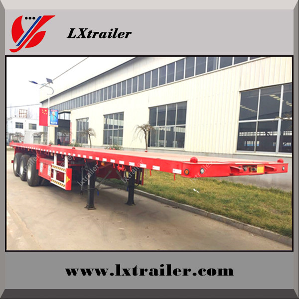 3 Axles 40ft Flat bed Trailer with Tool Box Container Loading Semitraile