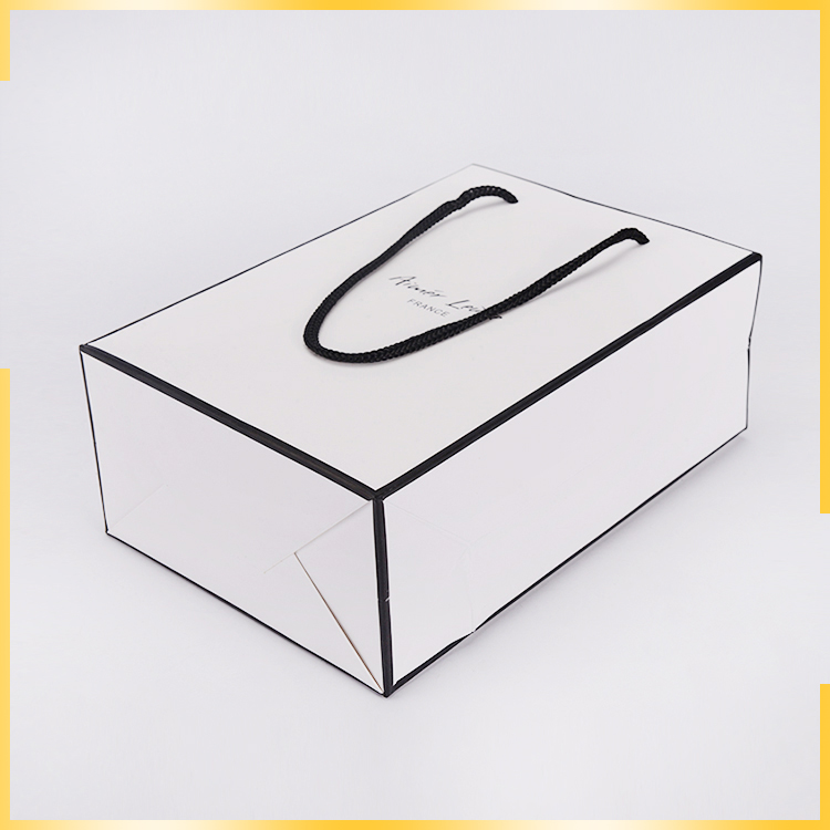 Highend printing custom logo exquisite and small white paper bag by factory