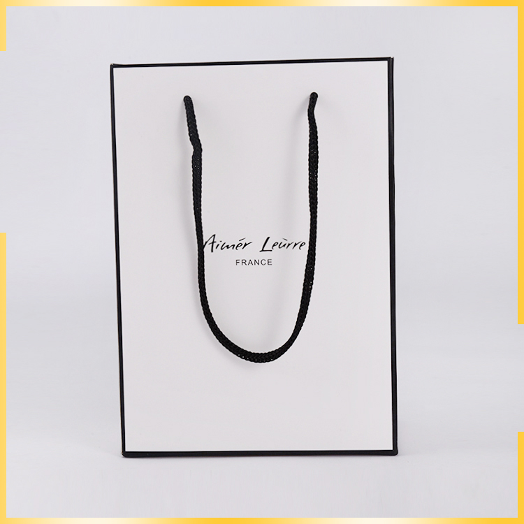 Highend printing custom logo exquisite and small white paper bag by factory