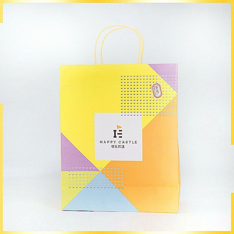 Professional manufacturer colorful multicolor with silver hot stamping stand up kraft printed paper bag for gift