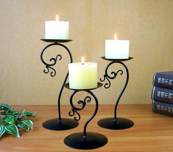 set of three table decoration metal candle holders