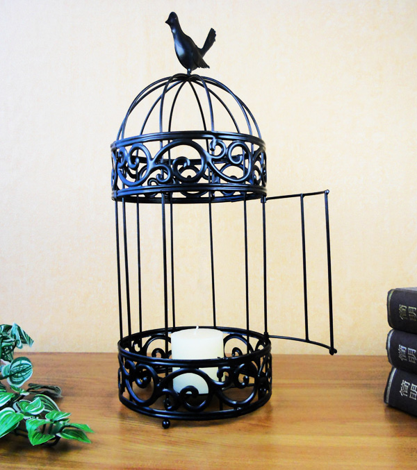 table decoration bird cage shaped metal candle holder