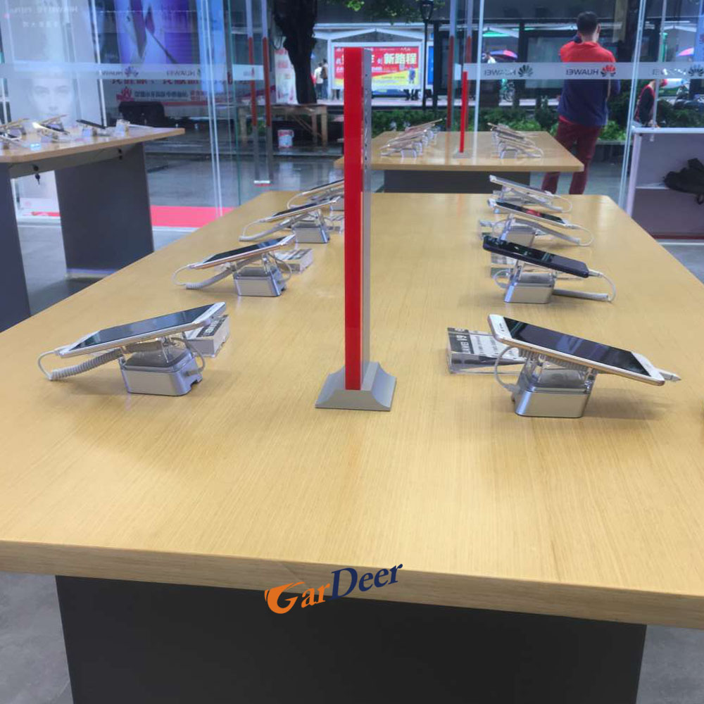2017 new style 1800x900x900mm U shape stainless steel display table for huawei store experience