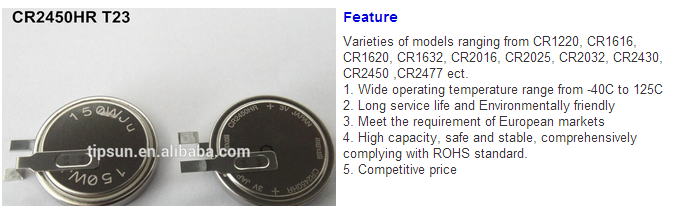 Maxell CR2450HR Button Cell 3V Lithium Battery with wires for TPMS