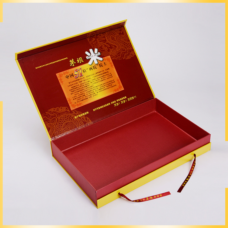 Small order accepted book shaped paper folding box with ribbon handle
