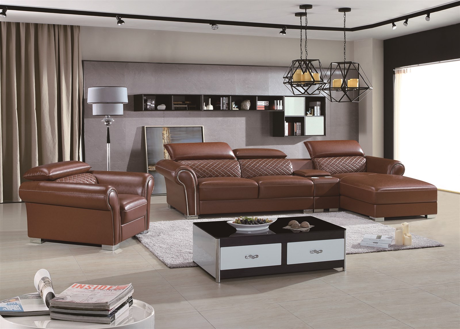 Italy new modern genuine sectional leather sofa furniture