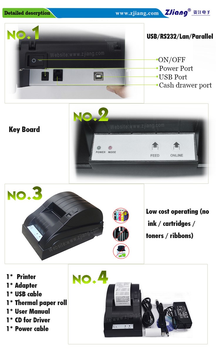 Pos Restaurant Printing Bill Thermal Ticket Printers ZJ5870