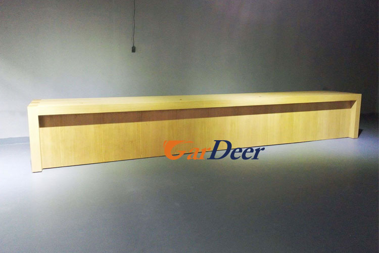 Shenzhen customized ash tree wood grain wood cashier desk for apple store experience