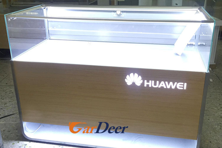 Factory sale mobile phone glass stainless steel display counter for huawei store experience