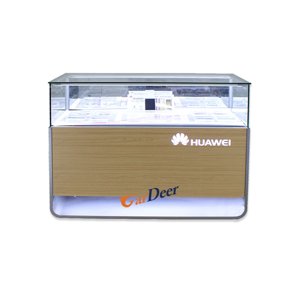Factory sale mobile phone glass stainless steel display counter for huawei store experience