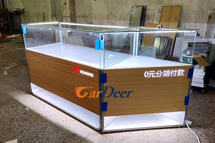 Factory sale mobile phone glass stainless steel display counter for huawei store experience