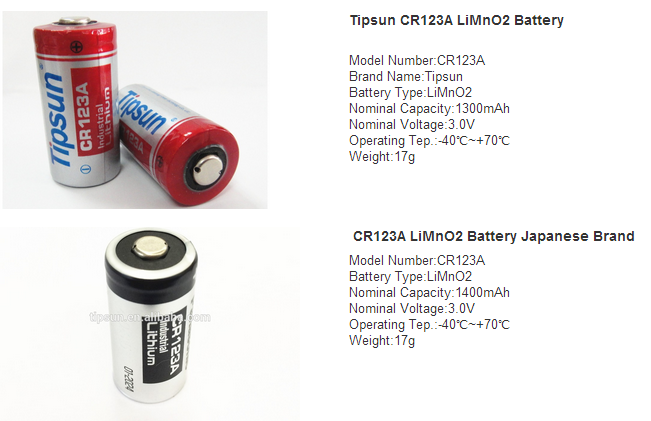 Good quality 1300mAh CR123A 3V LiMnO2 Battery for Digital product Made in China