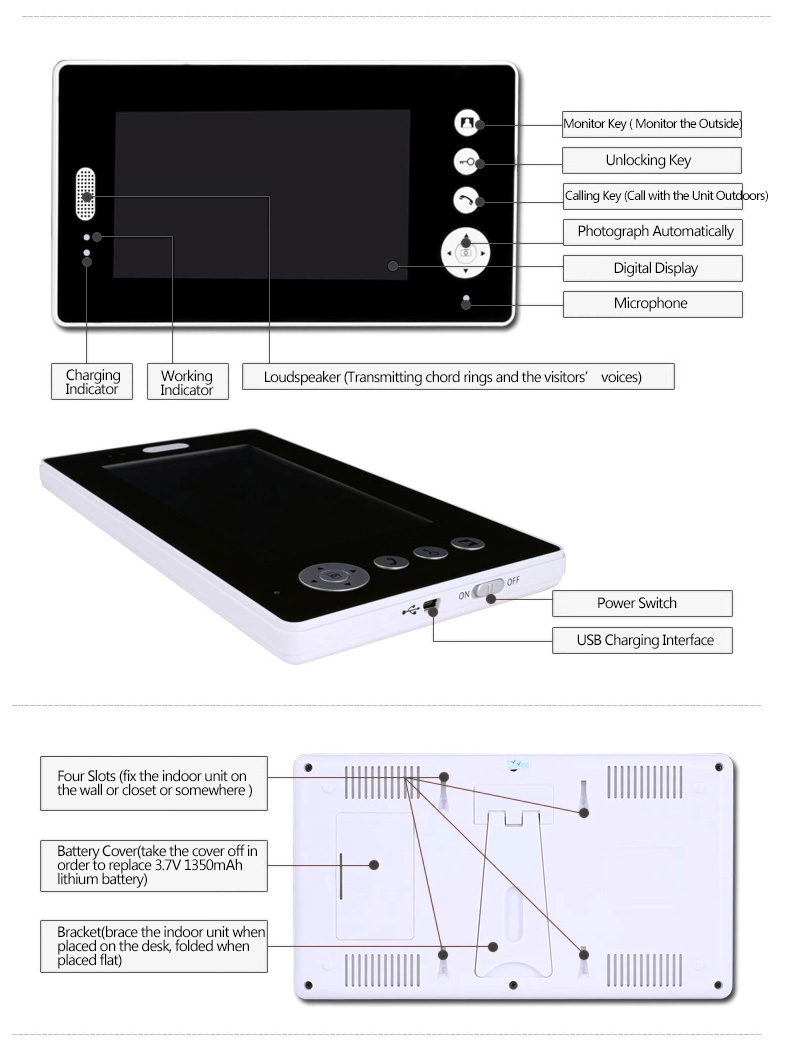 wireless visual doorbell 16 Ringtones Lithium Battery
