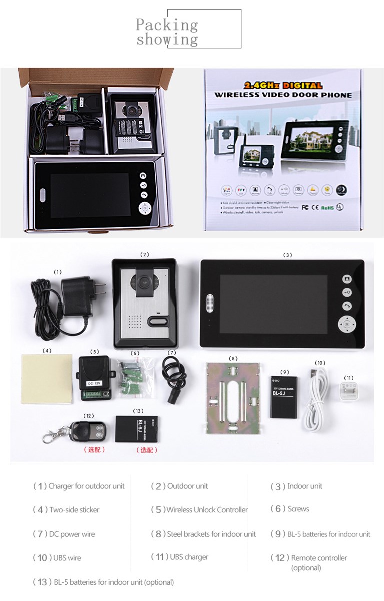 wireless visual doorbell 16 Ringtones Lithium Battery