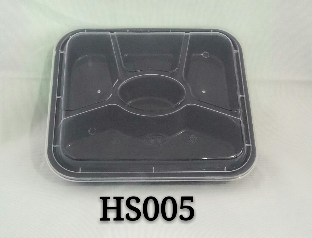 Rectangle Five Compartments Disposable Airtight PP Plastic Microwave Safe Food Container